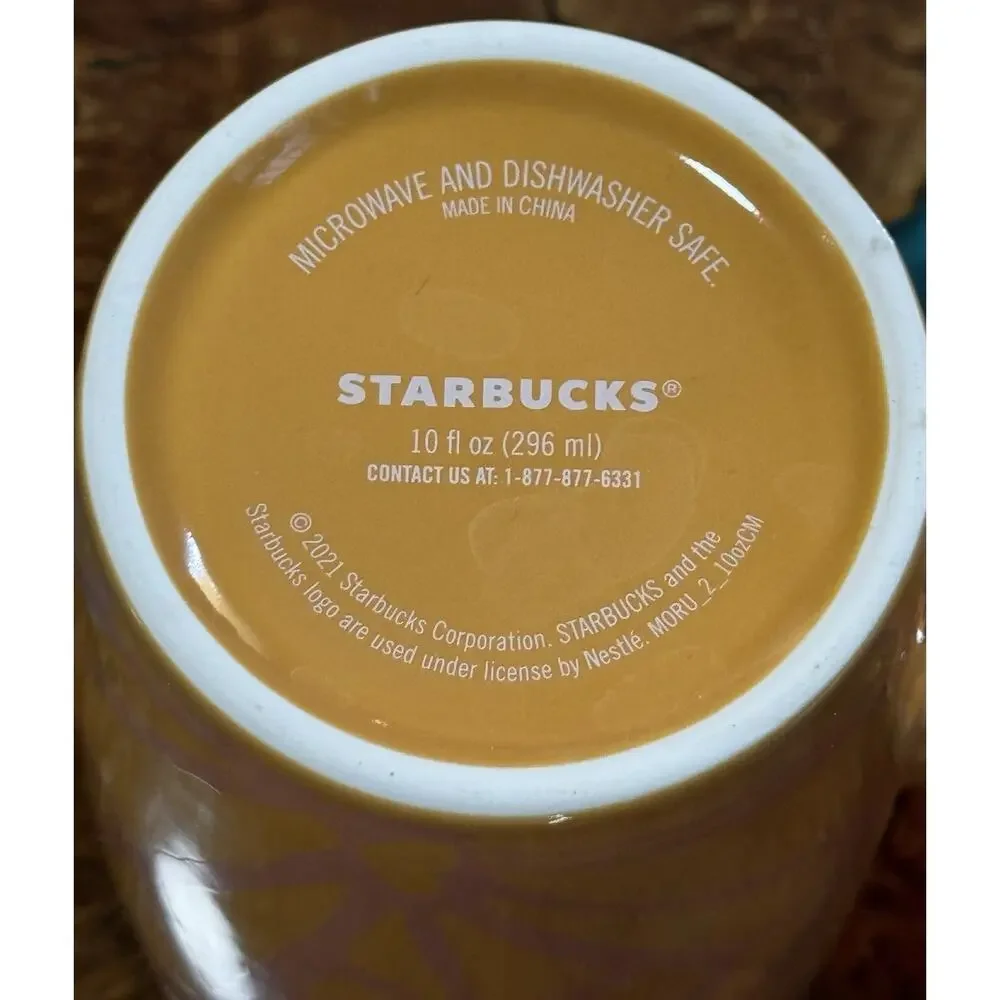 STARBUCKS Genuine Coffee Cup Mug 2021 Retro Geometric Design Orange & Pink 15 oz